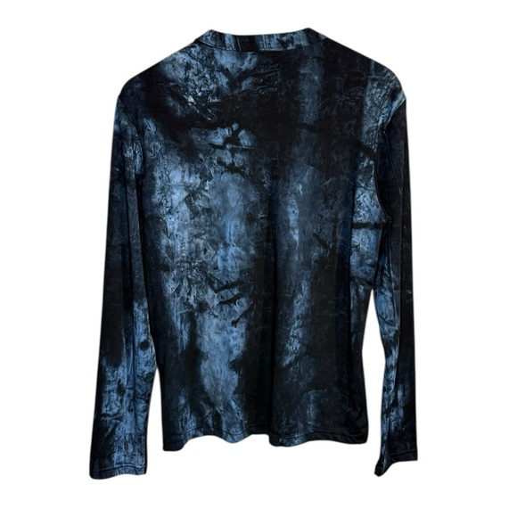 Spasso Women’s Sz Large Blue / Black Marbled Top Long Sleeve Stretch - Picture 7 of 7